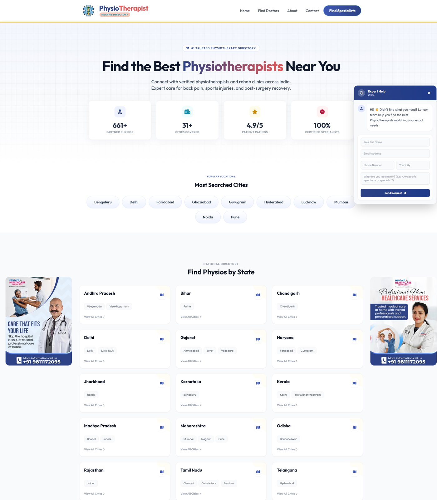 PhysioTherapistNearMe — medical website built by DoubleSure